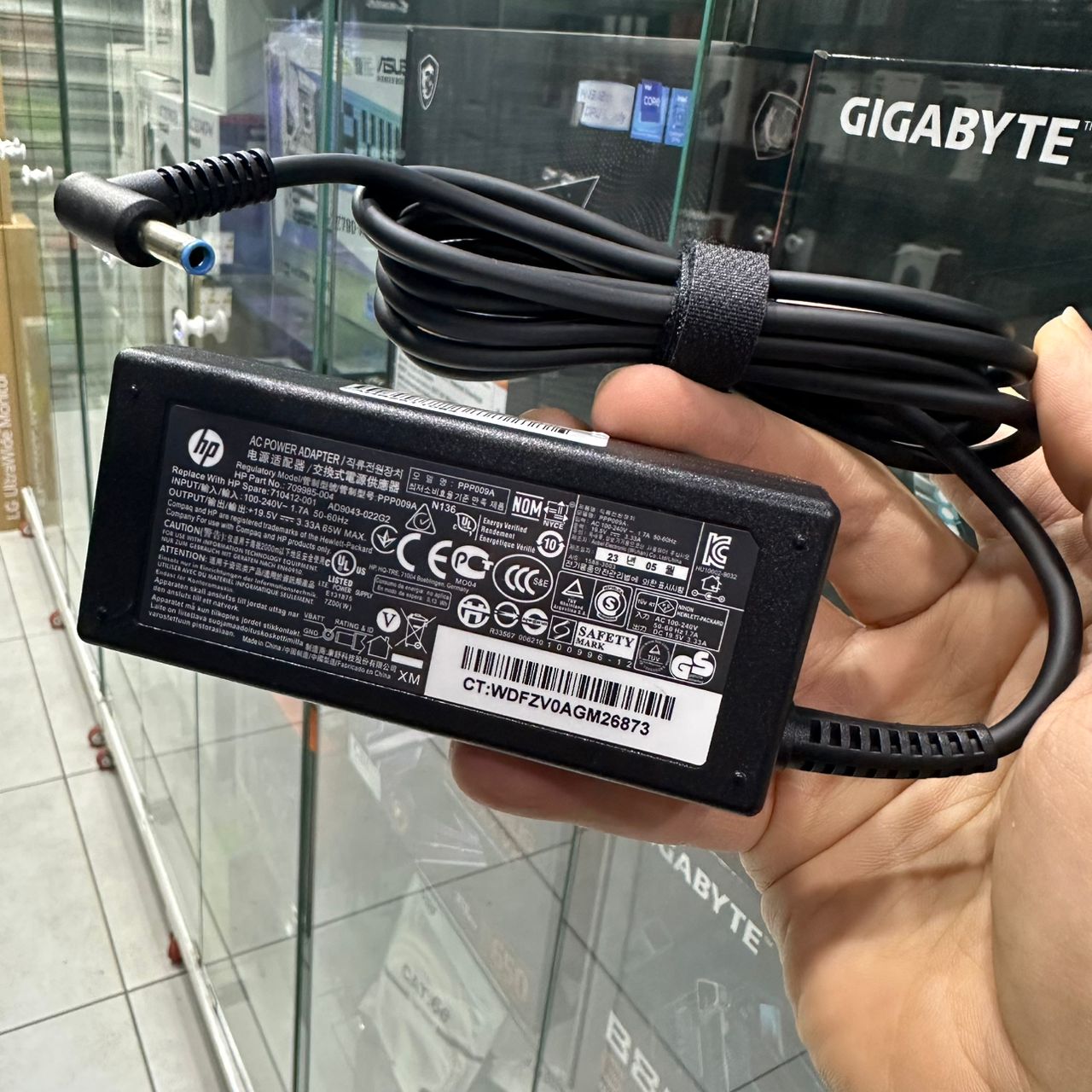 CHARGEUR ORIGINAL LAPTOP HP 65W 19.5V 3.33A FICHE MIN BLEU